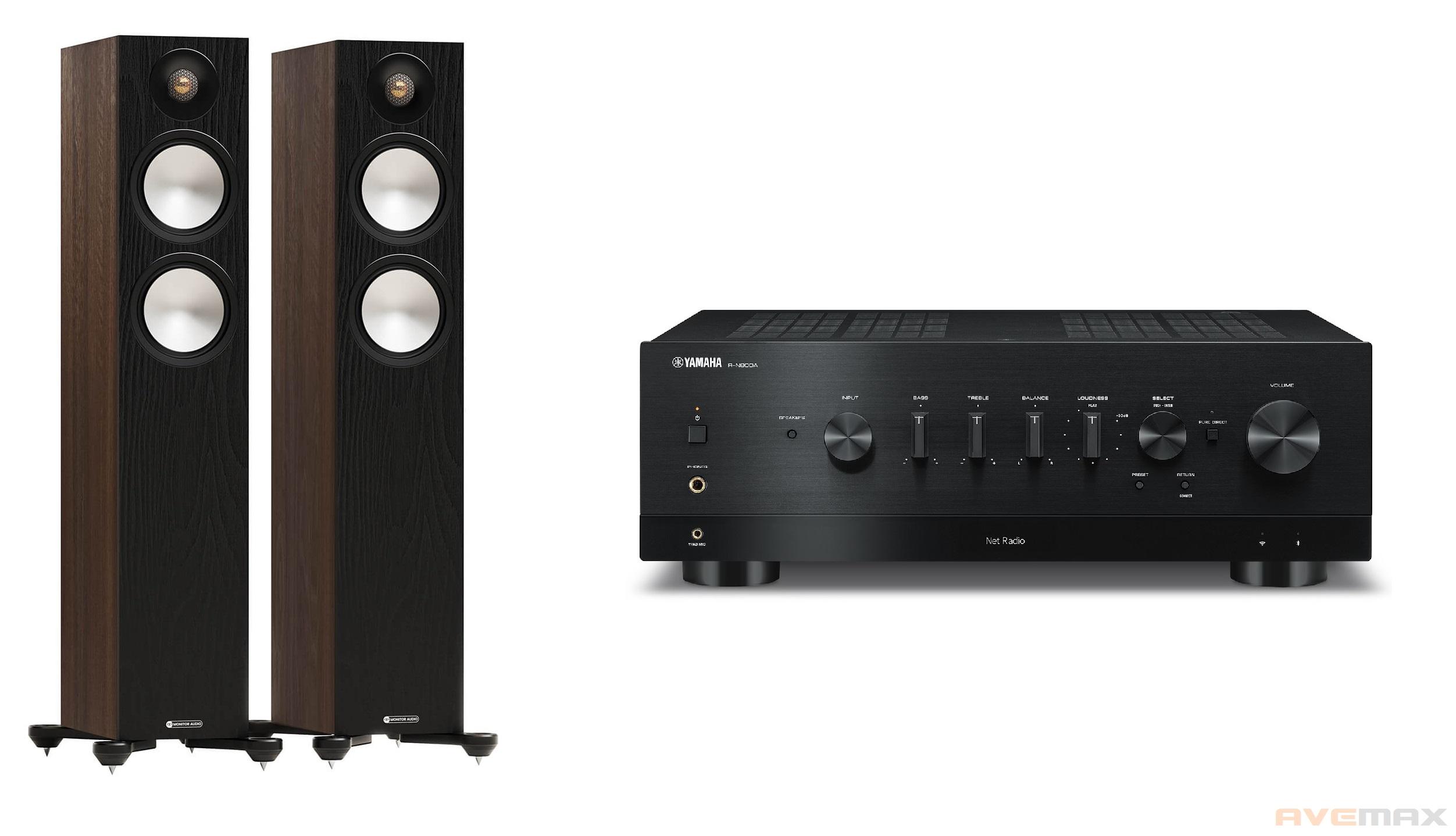 YAMAHA R-N800A + MONITOR AUDIO BRONZE 300 (ořech)