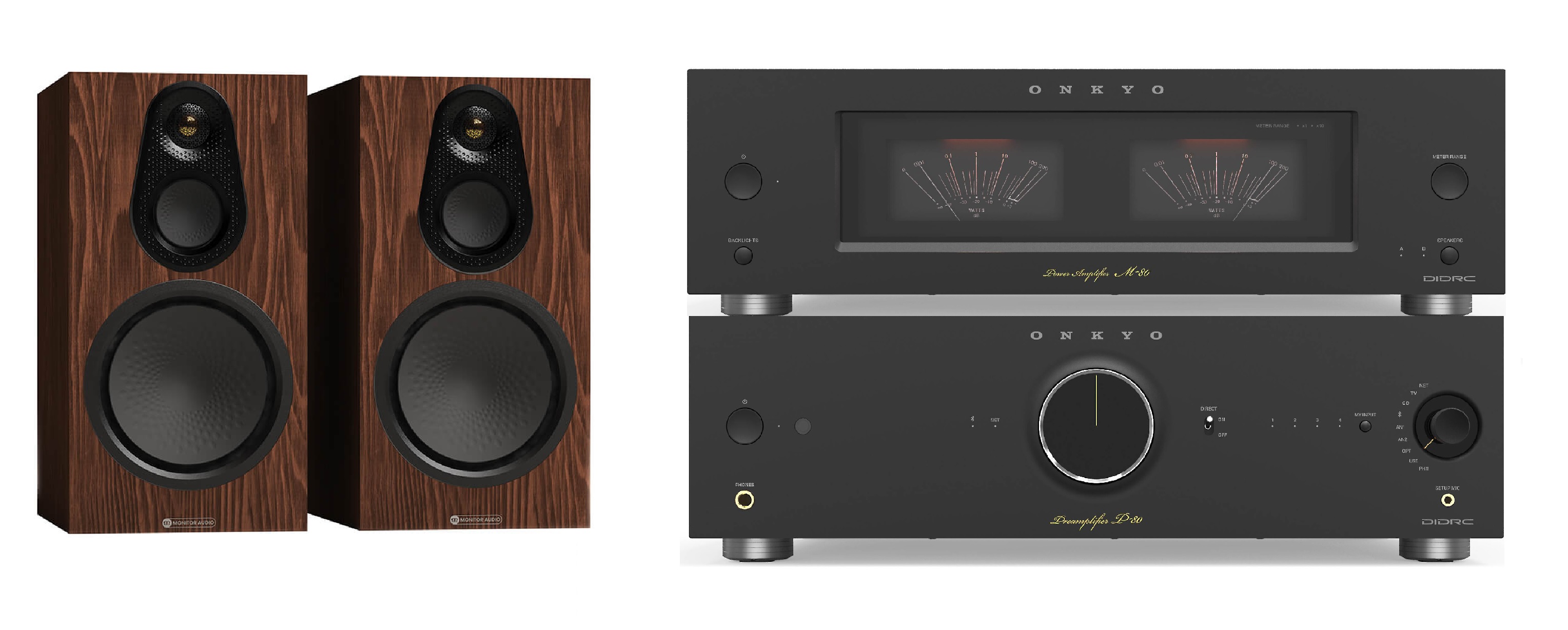 ONKYO P-80 + M-80 + MONITOR AUDIO SILVER 100 (8G)