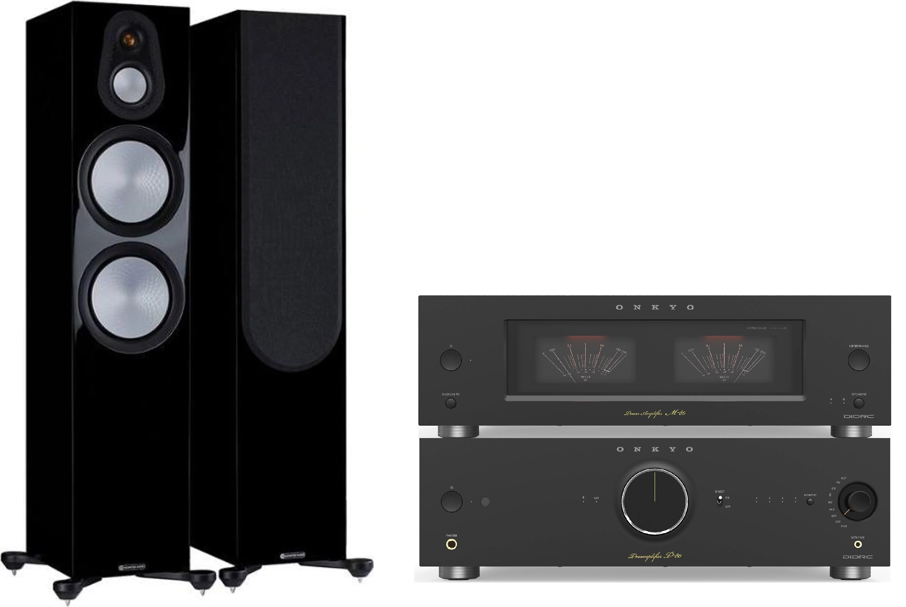 ONKYO P-80 + M-80 + MONITOR AUDIO SILVER 500 (7G)